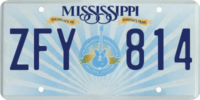 MS license plate ZFY814
