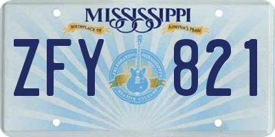 MS license plate ZFY821