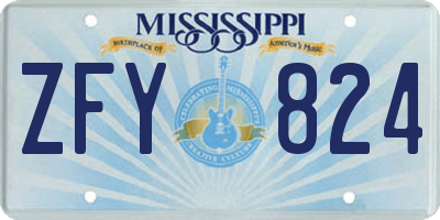 MS license plate ZFY824