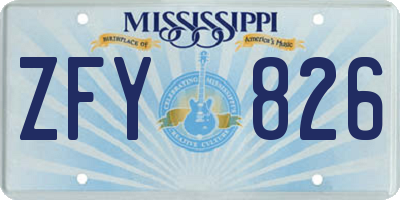 MS license plate ZFY826