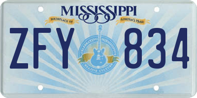 MS license plate ZFY834