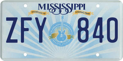 MS license plate ZFY840