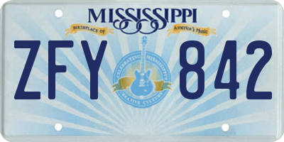 MS license plate ZFY842