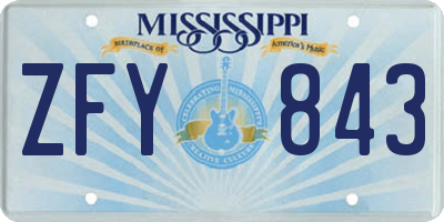 MS license plate ZFY843