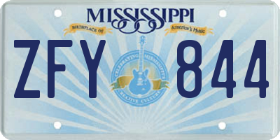 MS license plate ZFY844