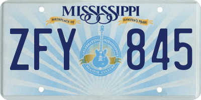 MS license plate ZFY845