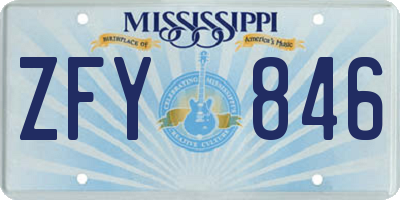 MS license plate ZFY846