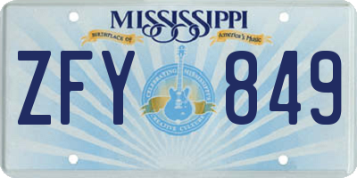 MS license plate ZFY849