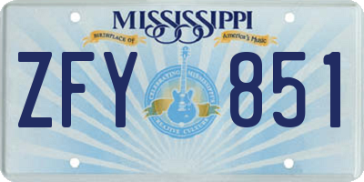 MS license plate ZFY851