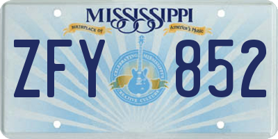 MS license plate ZFY852