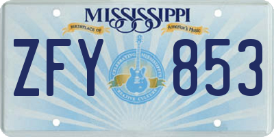 MS license plate ZFY853