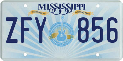 MS license plate ZFY856
