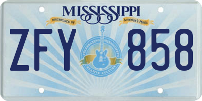 MS license plate ZFY858