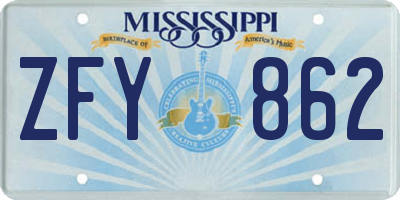 MS license plate ZFY862