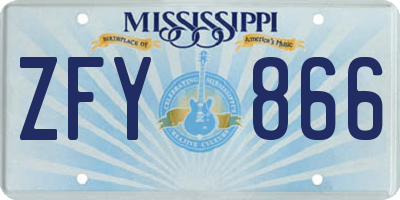 MS license plate ZFY866
