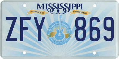 MS license plate ZFY869