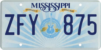 MS license plate ZFY875