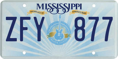 MS license plate ZFY877