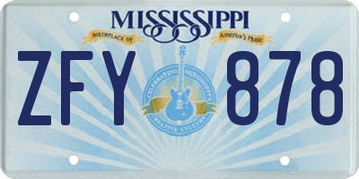 MS license plate ZFY878
