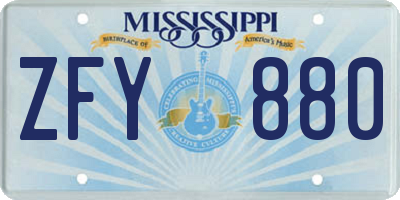 MS license plate ZFY880