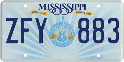 MS license plate ZFY883