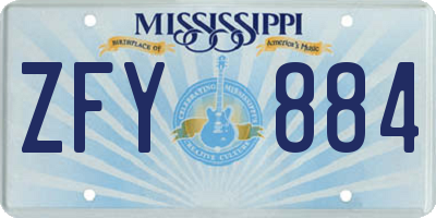 MS license plate ZFY884