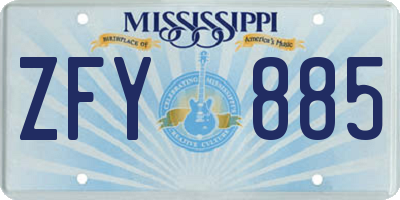 MS license plate ZFY885