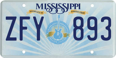 MS license plate ZFY893