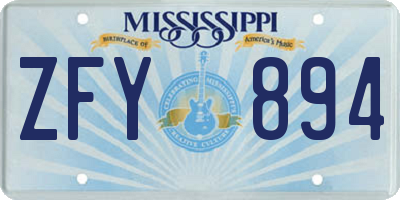 MS license plate ZFY894