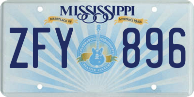 MS license plate ZFY896