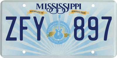 MS license plate ZFY897