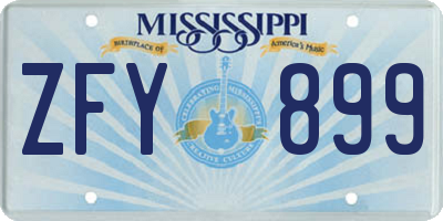 MS license plate ZFY899