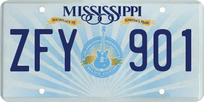 MS license plate ZFY901