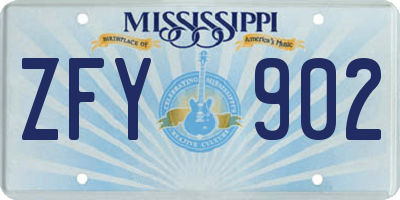 MS license plate ZFY902