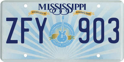 MS license plate ZFY903