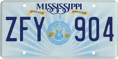 MS license plate ZFY904