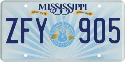 MS license plate ZFY905