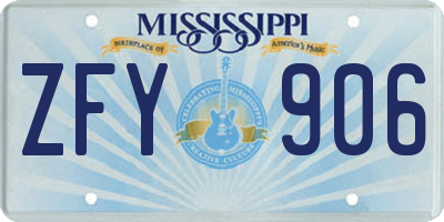 MS license plate ZFY906