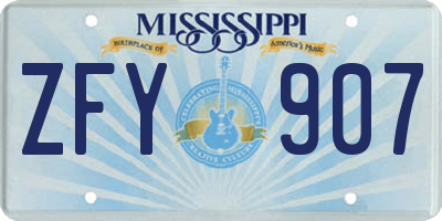 MS license plate ZFY907
