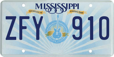 MS license plate ZFY910