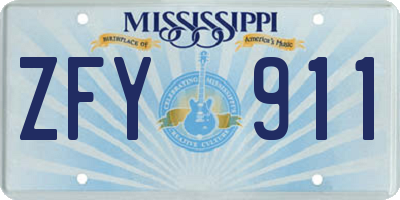 MS license plate ZFY911
