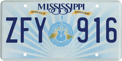 MS license plate ZFY916
