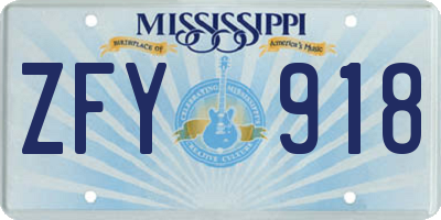 MS license plate ZFY918