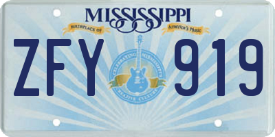 MS license plate ZFY919