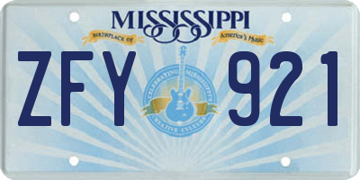 MS license plate ZFY921