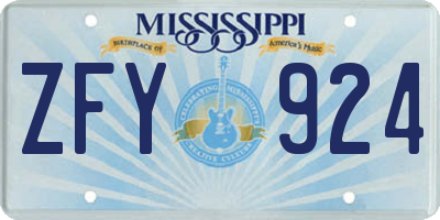 MS license plate ZFY924