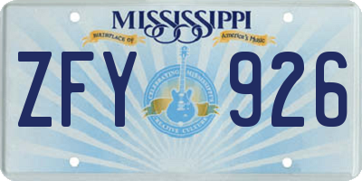 MS license plate ZFY926