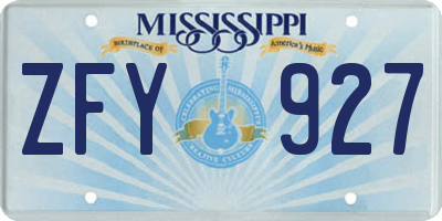 MS license plate ZFY927
