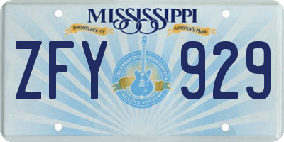 MS license plate ZFY929