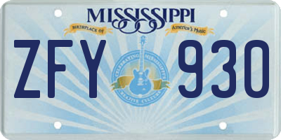MS license plate ZFY930